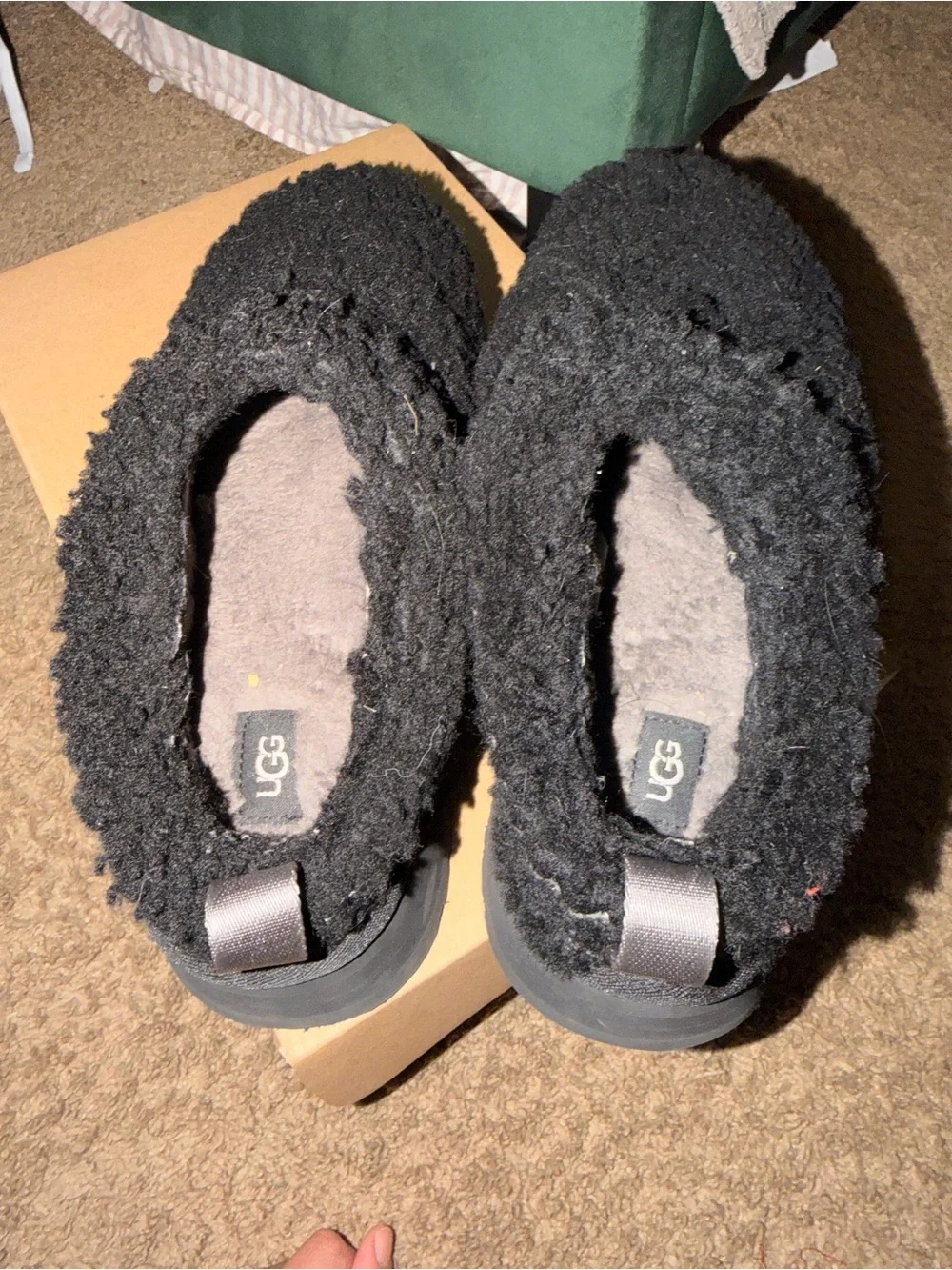 UGG Black Fleece Platform Slip-On Clog